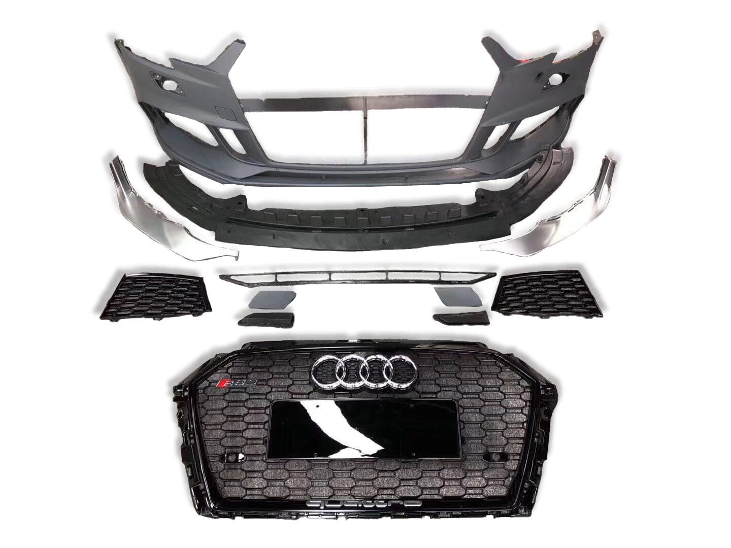 RS3 Front Bumper Conversion Kit with Rear Diffuser - Audi 8V A3/S3