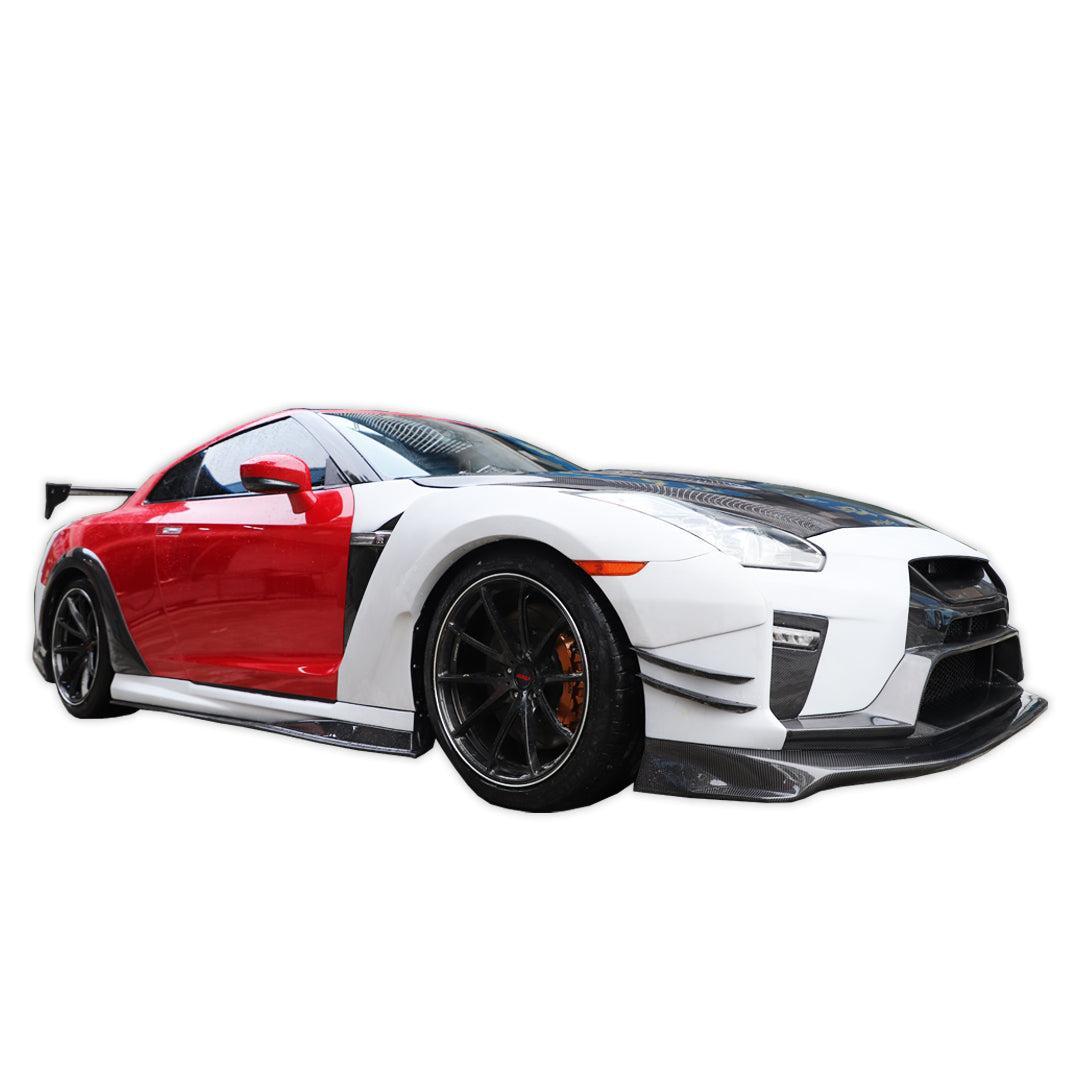 V Style Carbon Fiber Front Lip - Nissan GT-R R35