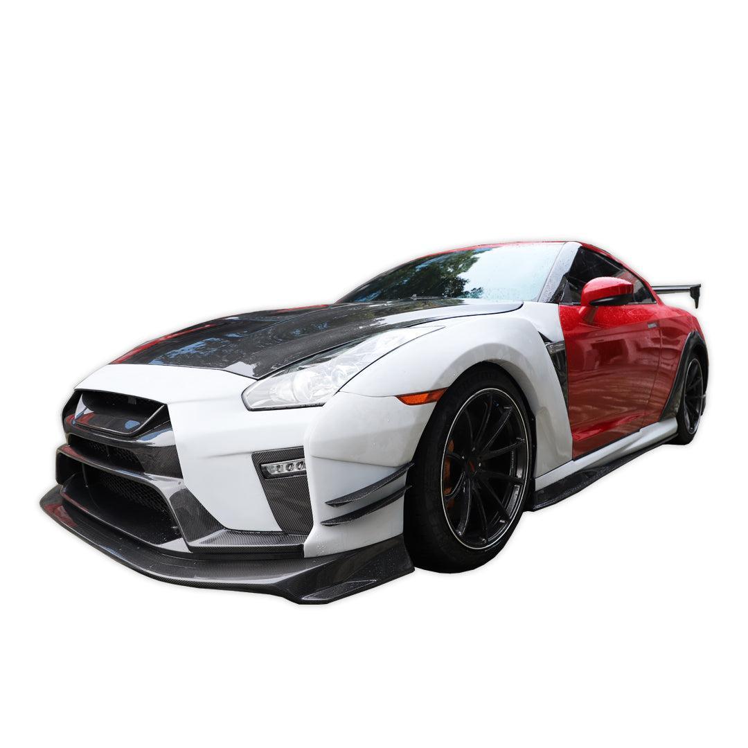 V Style Carbon Fiber Front Lip - Nissan GT-R R35