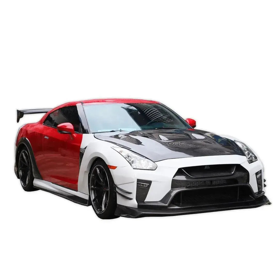 V Style Carbon Fiber Front Lip - Nissan GT-R R35