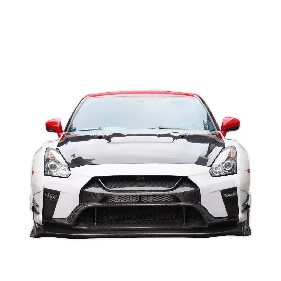 V Style Carbon Fiber Front Lip - Nissan GT-R R35