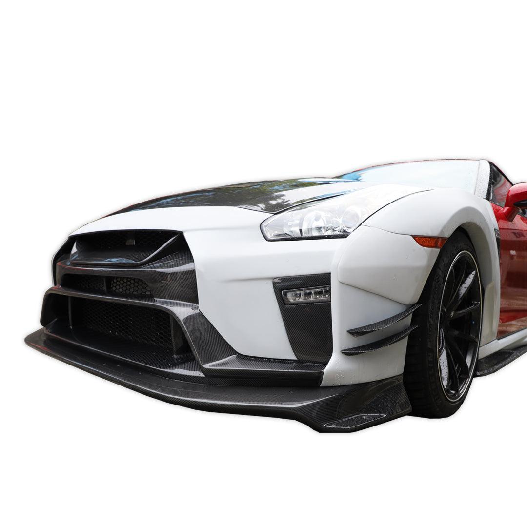 V Style Carbon Fiber Front Lip - Nissan GT-R R35