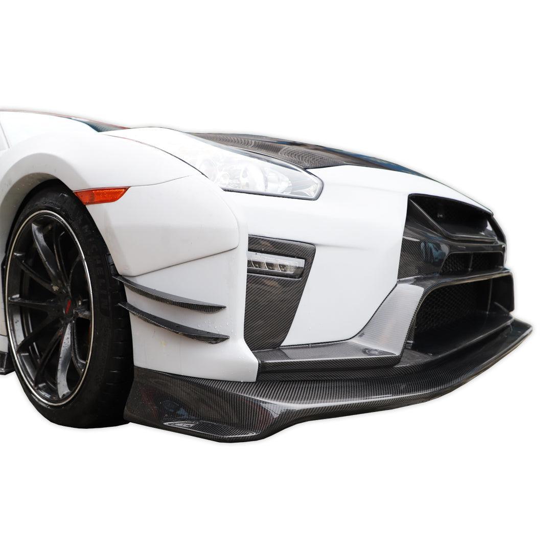 V Style Carbon Fiber Front Lip - Nissan GT-R R35
