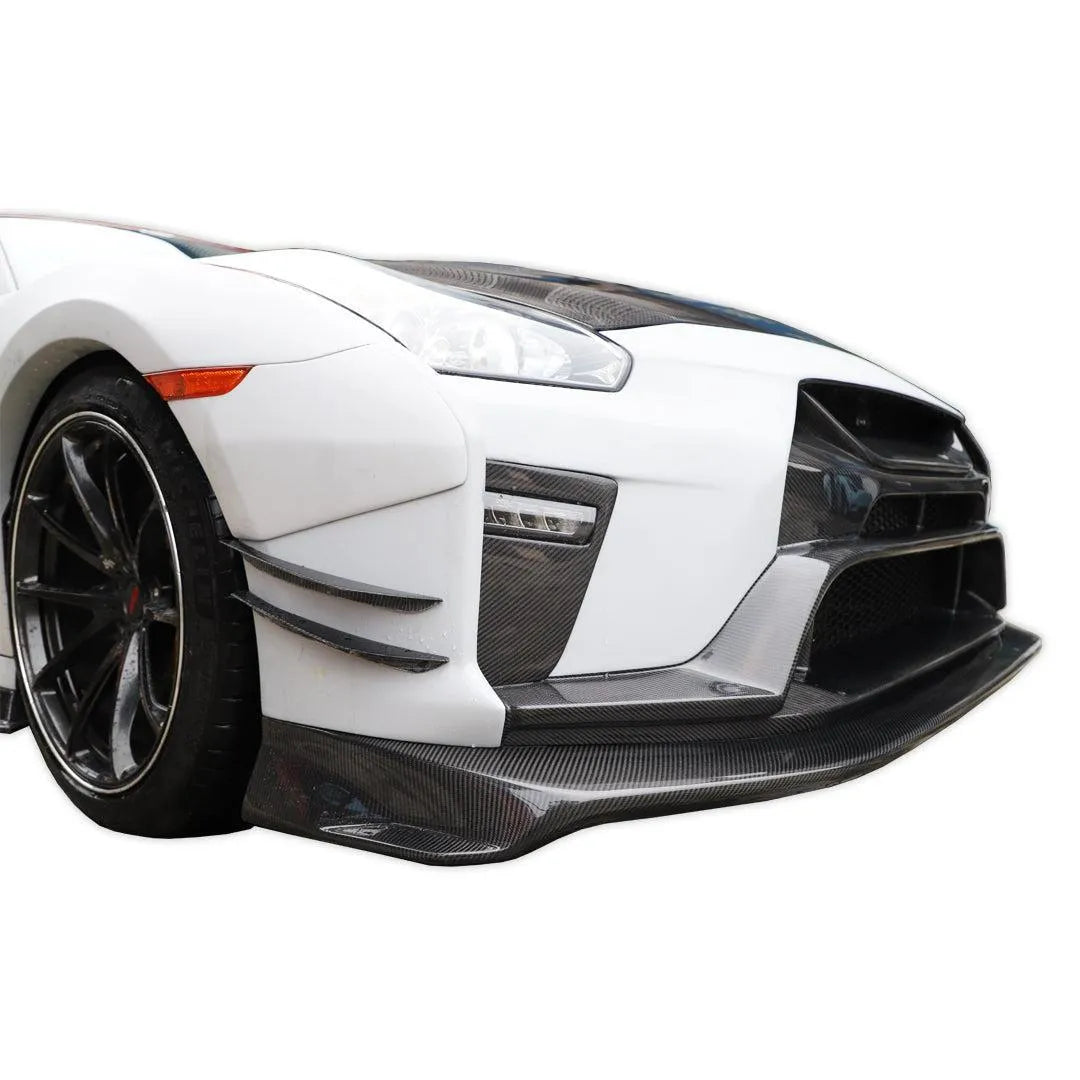 V Style Carbon Fiber Front Lip - Nissan GT-R R35