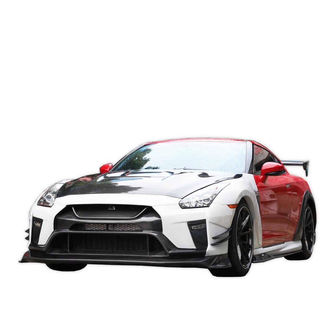 V Style Carbon Fiber Front Lip - Nissan GT-R R35