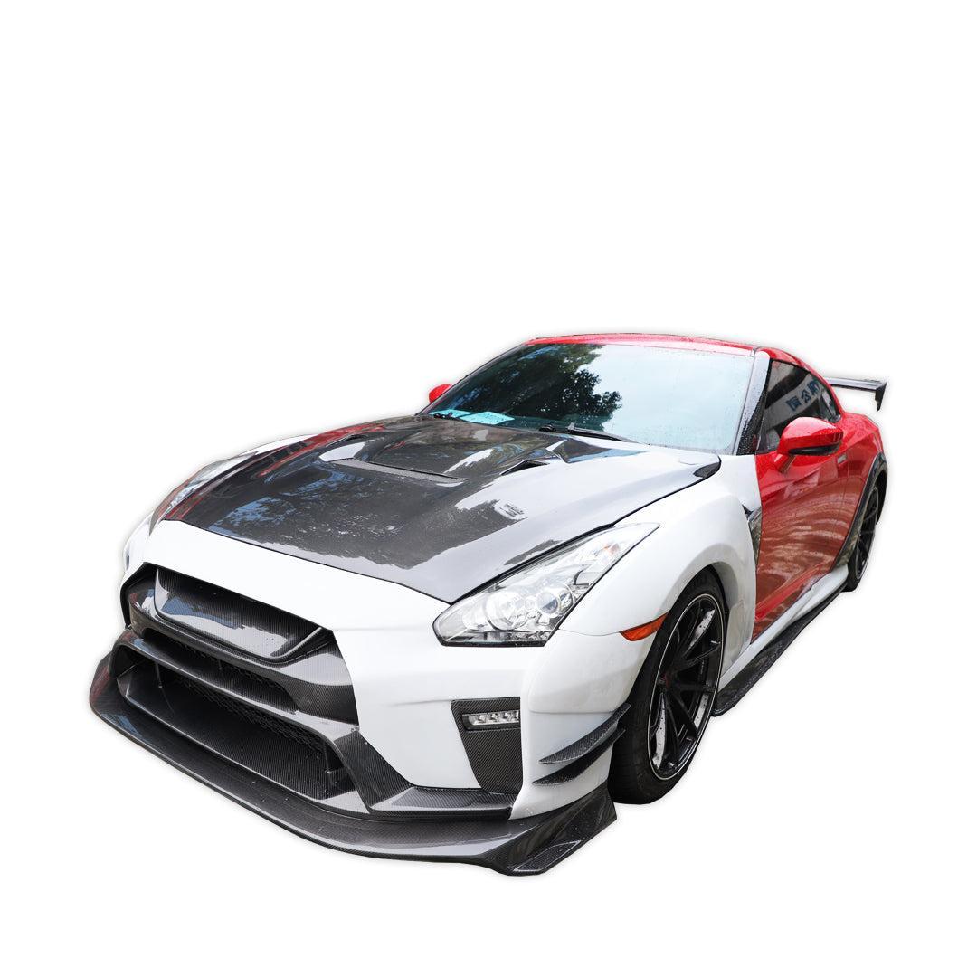 V Style Carbon Fiber Front Lip - Nissan GT-R R35