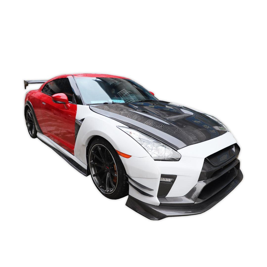 V Style Carbon Fiber Front Lip - Nissan GT-R R35