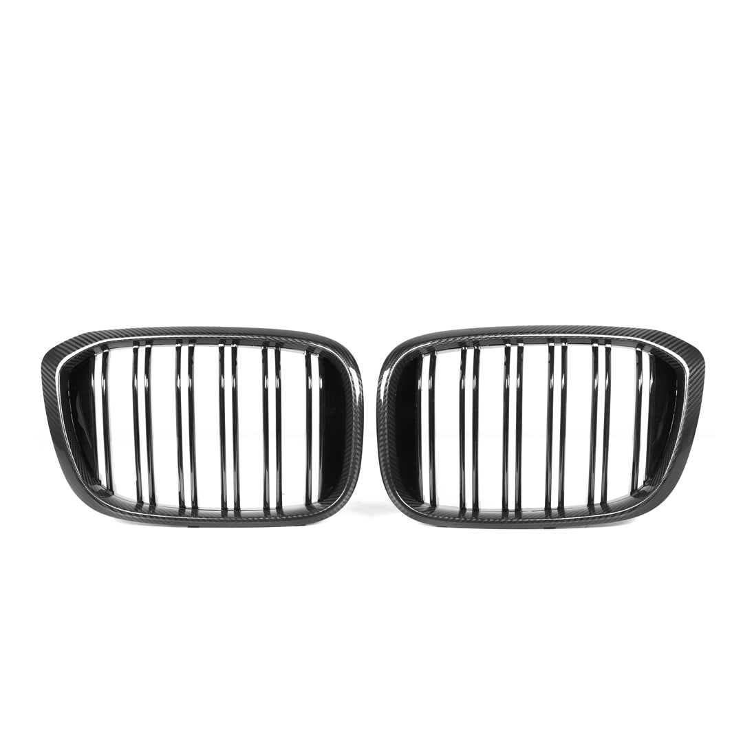 Dual Slat Carbon Fiber Front Grilles - BMW F97 X3M F98 X4M Pre-LCI