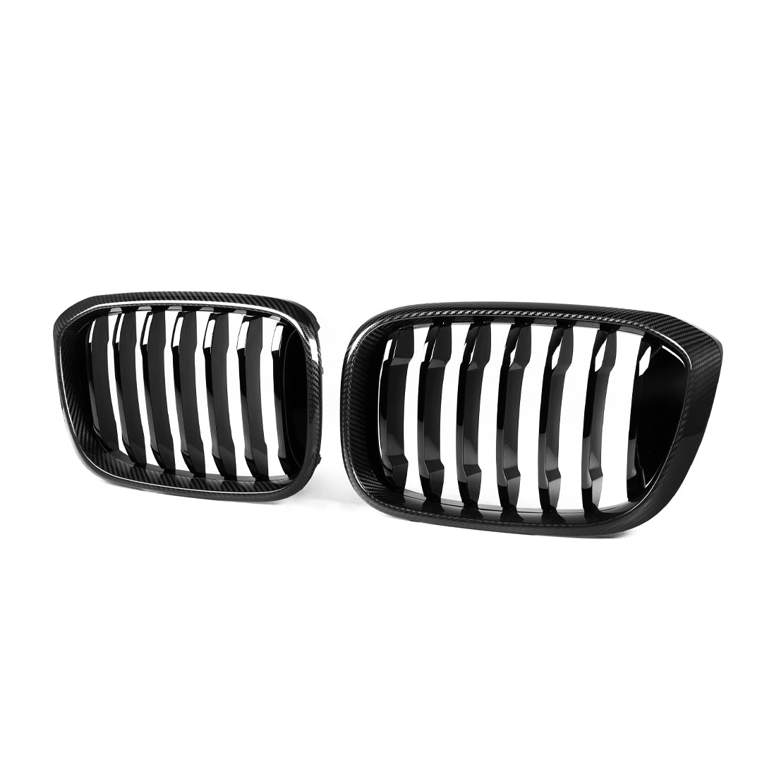 Single Slat Carbon Fiber Front Grilles - BMW F97 X3M F98 X4M Pre-LCI