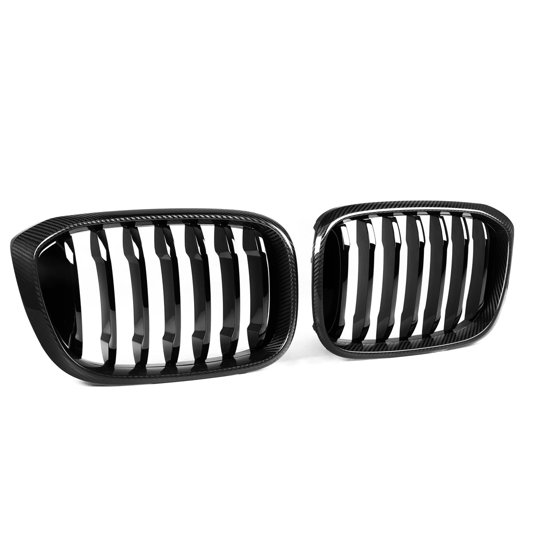 Single Slat Carbon Fiber Front Grilles - BMW F97 X3M F98 X4M Pre-LCI