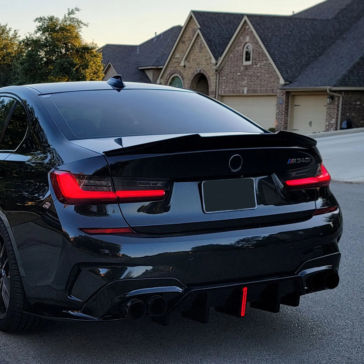 Gloss Black Rear Diffuser with Brake Light- BMW G20 3 Series