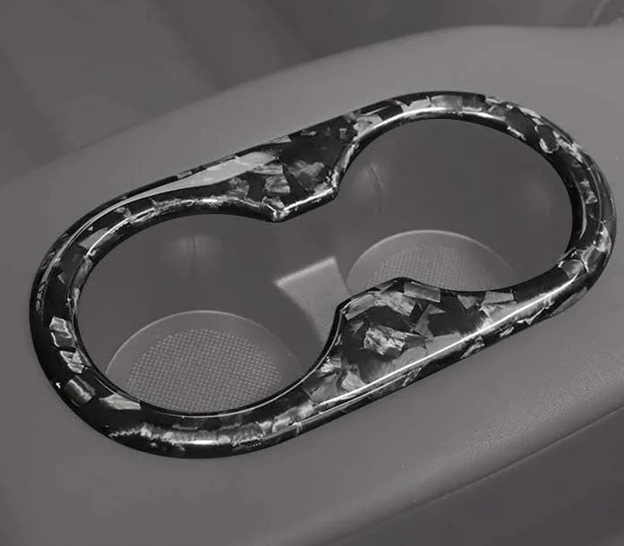 Carbon Fiber Rear Seat Cup Holder Cover - Tesla Model 3