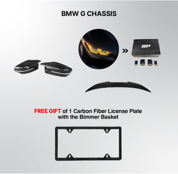 Bimmer Basket Carbon Fiber Gift Bundle - Mirror Caps, CSL DRL Module or Spoiler | BMW F & G Chassis