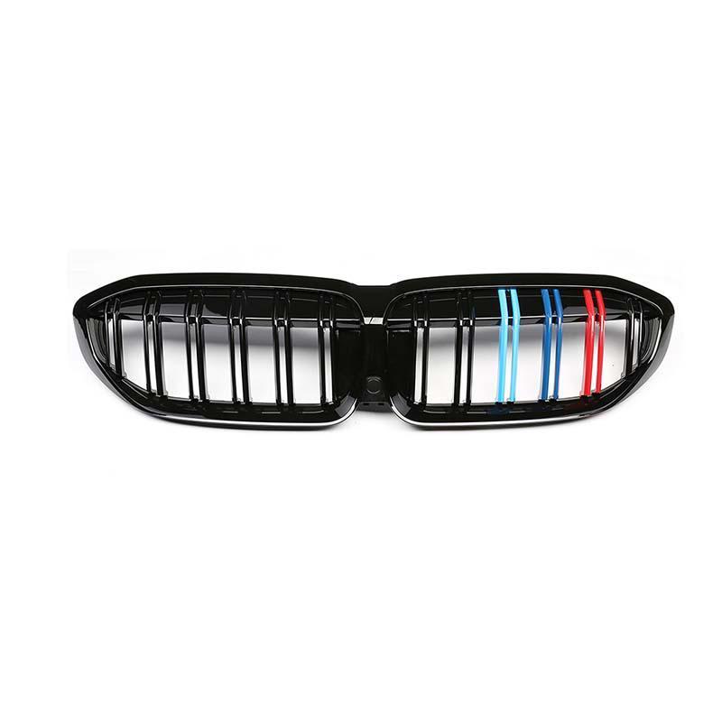 Gloss Black Dual Slat Front Grilles - BMW G20 3 Series