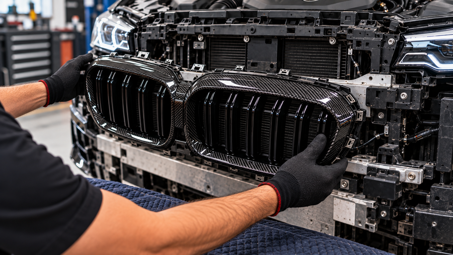 Install the Bimmer Plug Carbon Fiber Grille