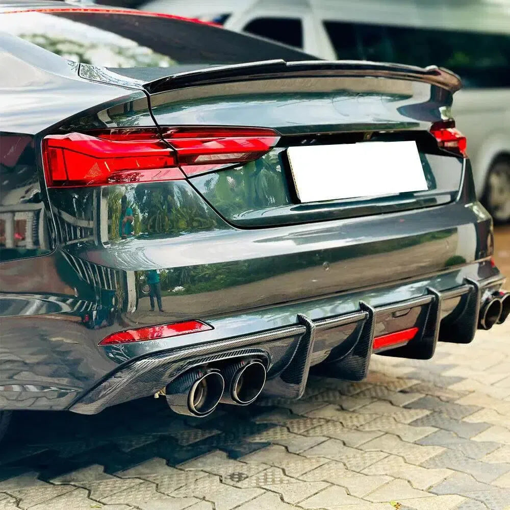 K Style Carbon Fiber Rear Diffuser with Brake Light - Audi B9.5 S5 & A5