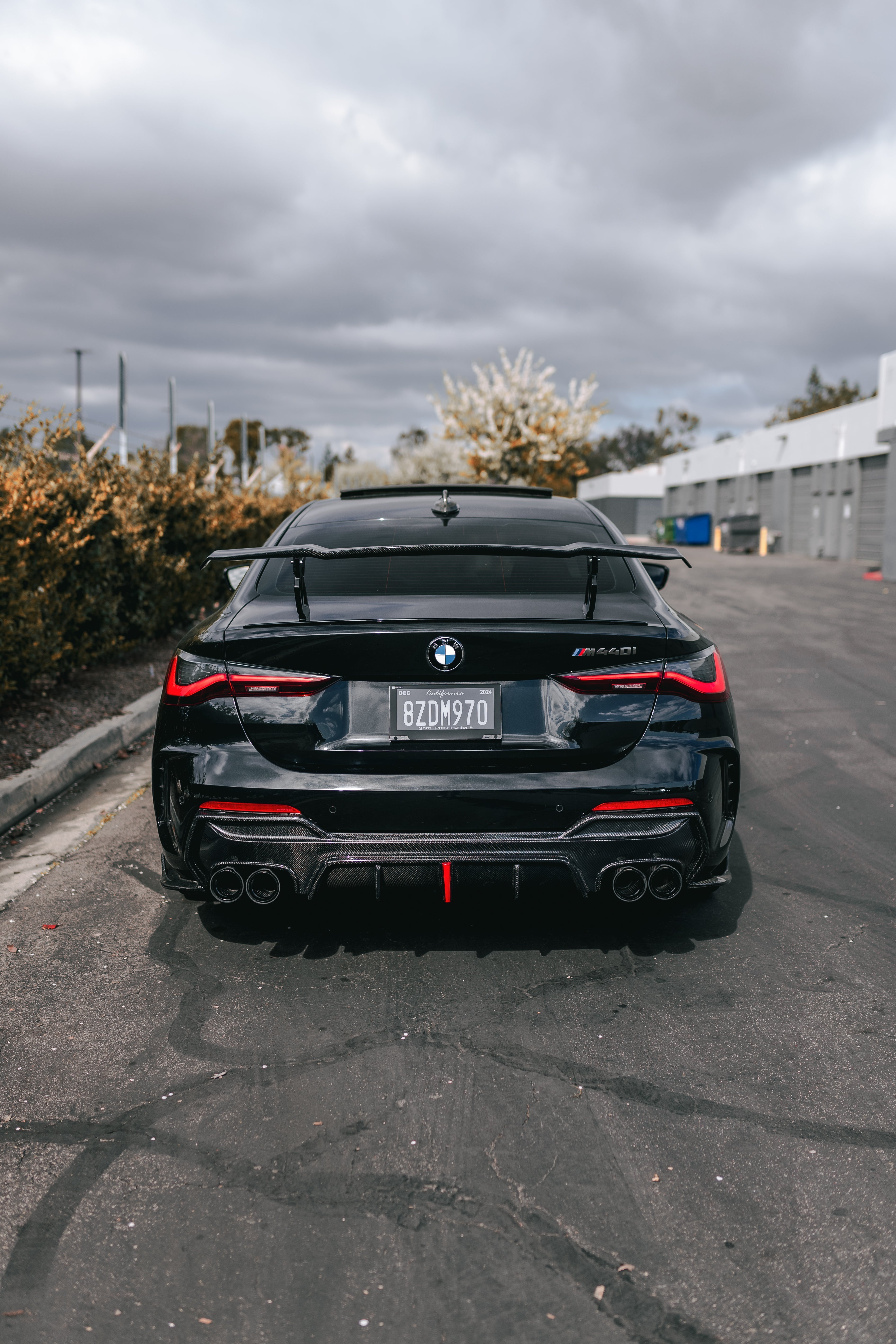 KB Style Carbon Fiber Rear Diffuser with Brake Light - BMW G22 4 Series