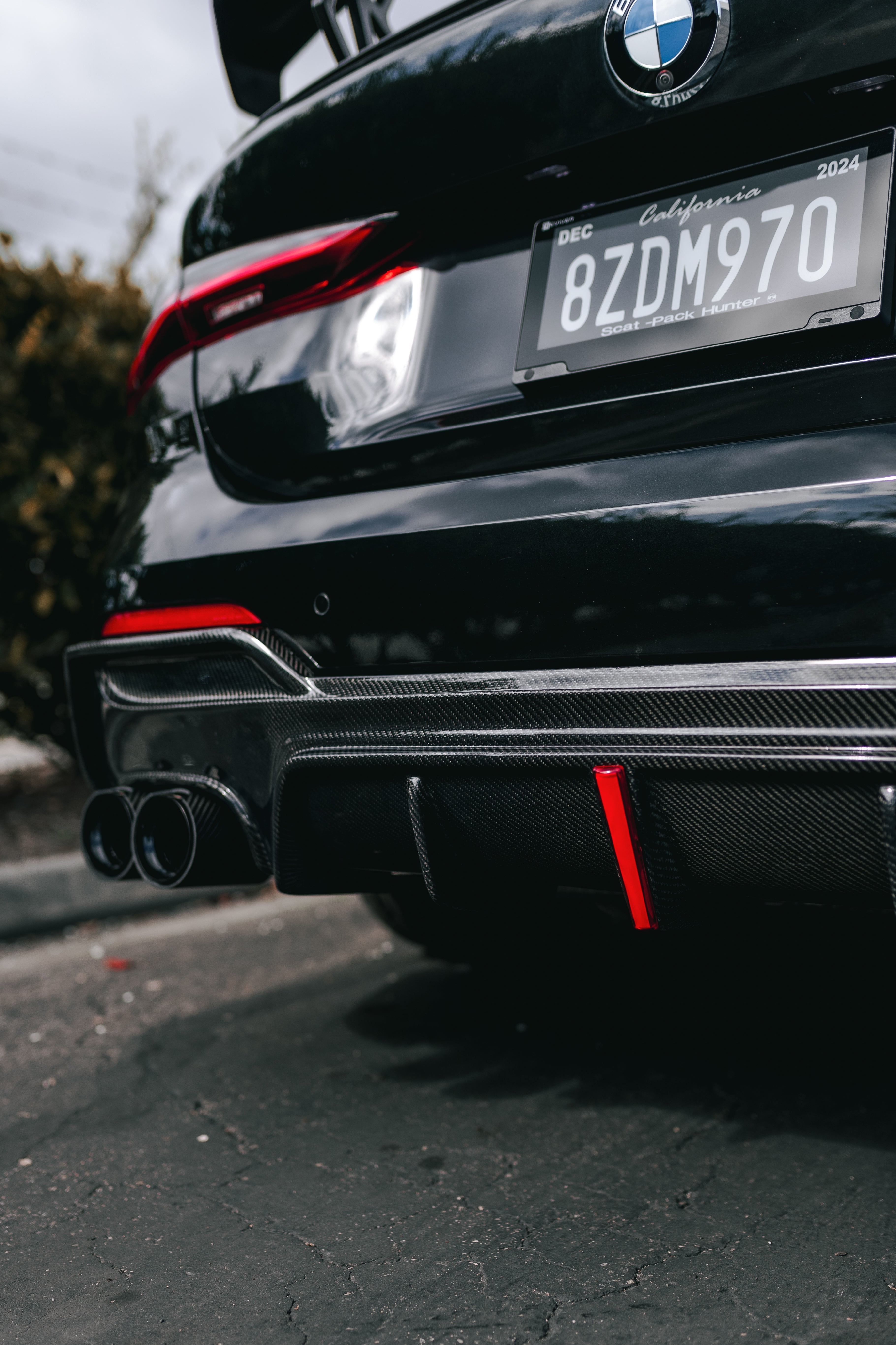 KB Style Carbon Fiber Rear Diffuser with Brake Light - BMW G22 4 Series