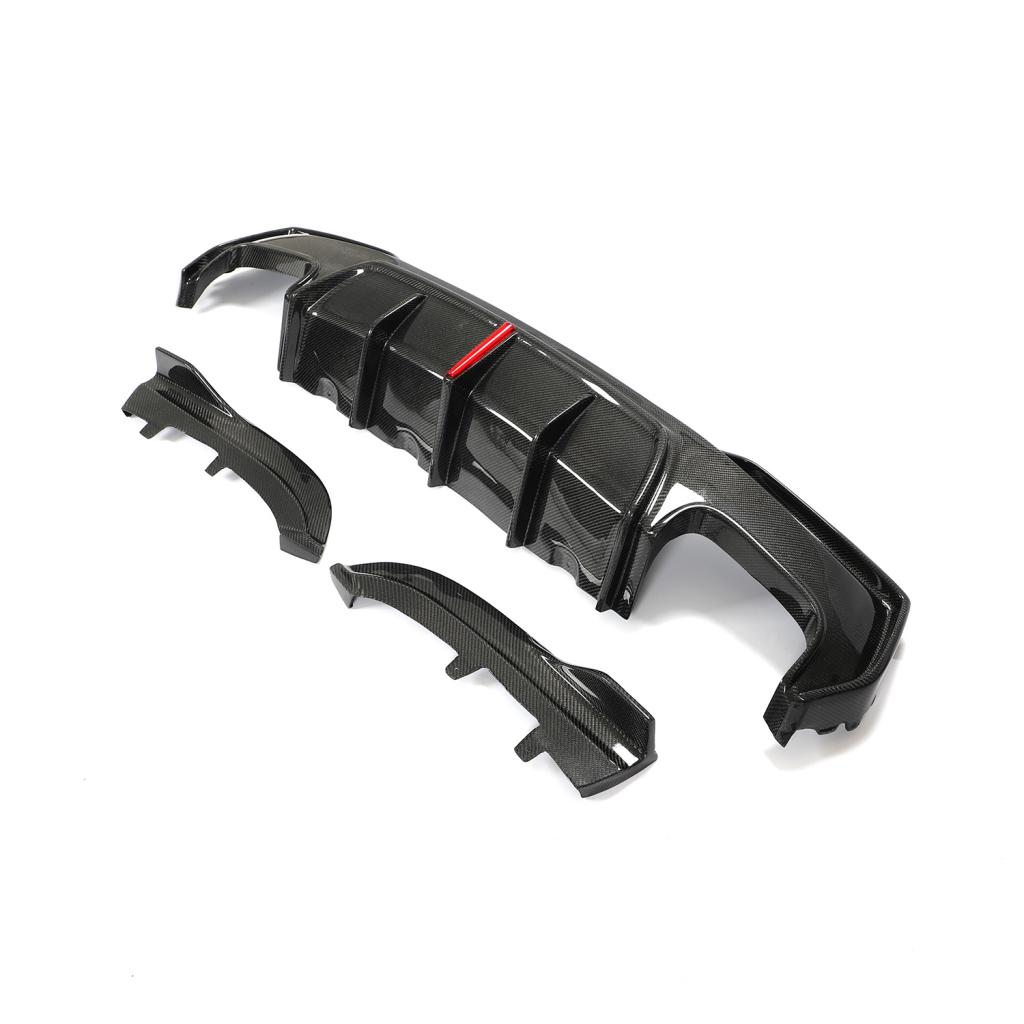 KB Style Carbon Fiber Rear Diffuser with Brake Light - BMW G22 4 Series