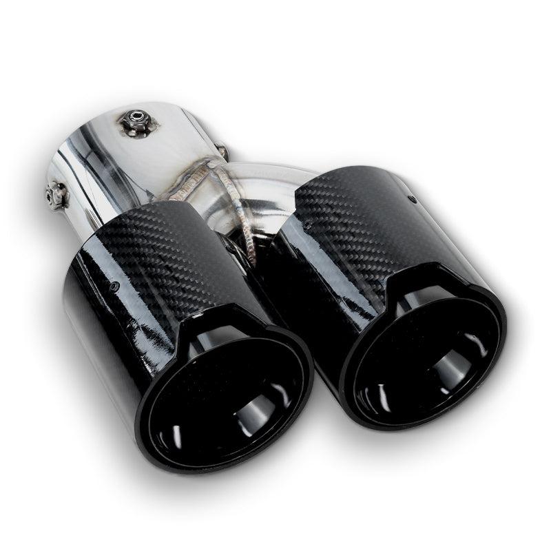 Oval Style Carbon Fiber Dual Exhaust Tip Set - BMW G20 3 Series