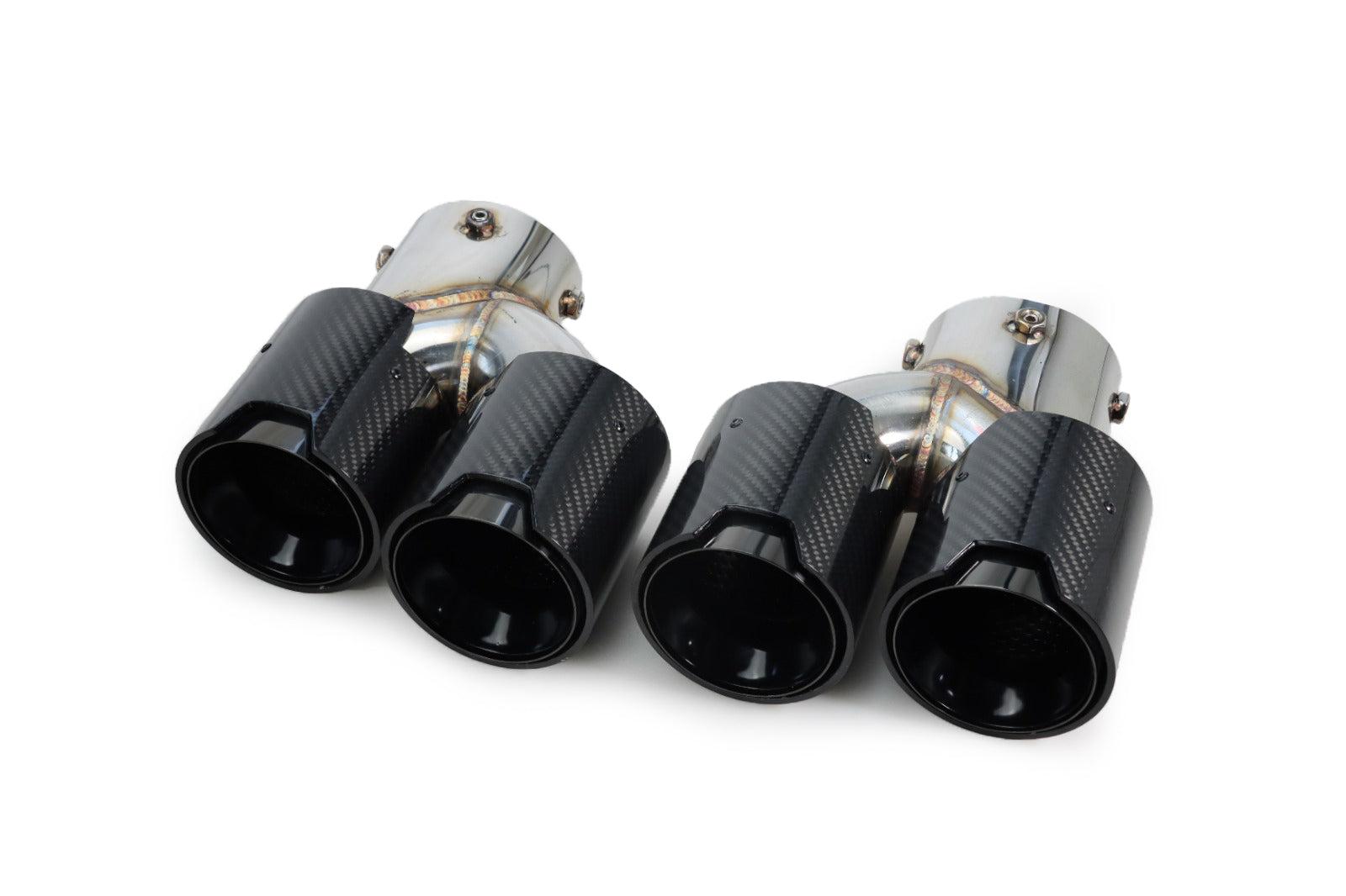 Oval Style Carbon Fiber Dual Exhaust Tip Set - BMW G20 3 Series