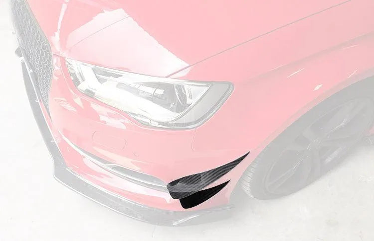 RS3 Style Carbon Fiber Front Bumper Canards - Audi S3 / A3 S Line