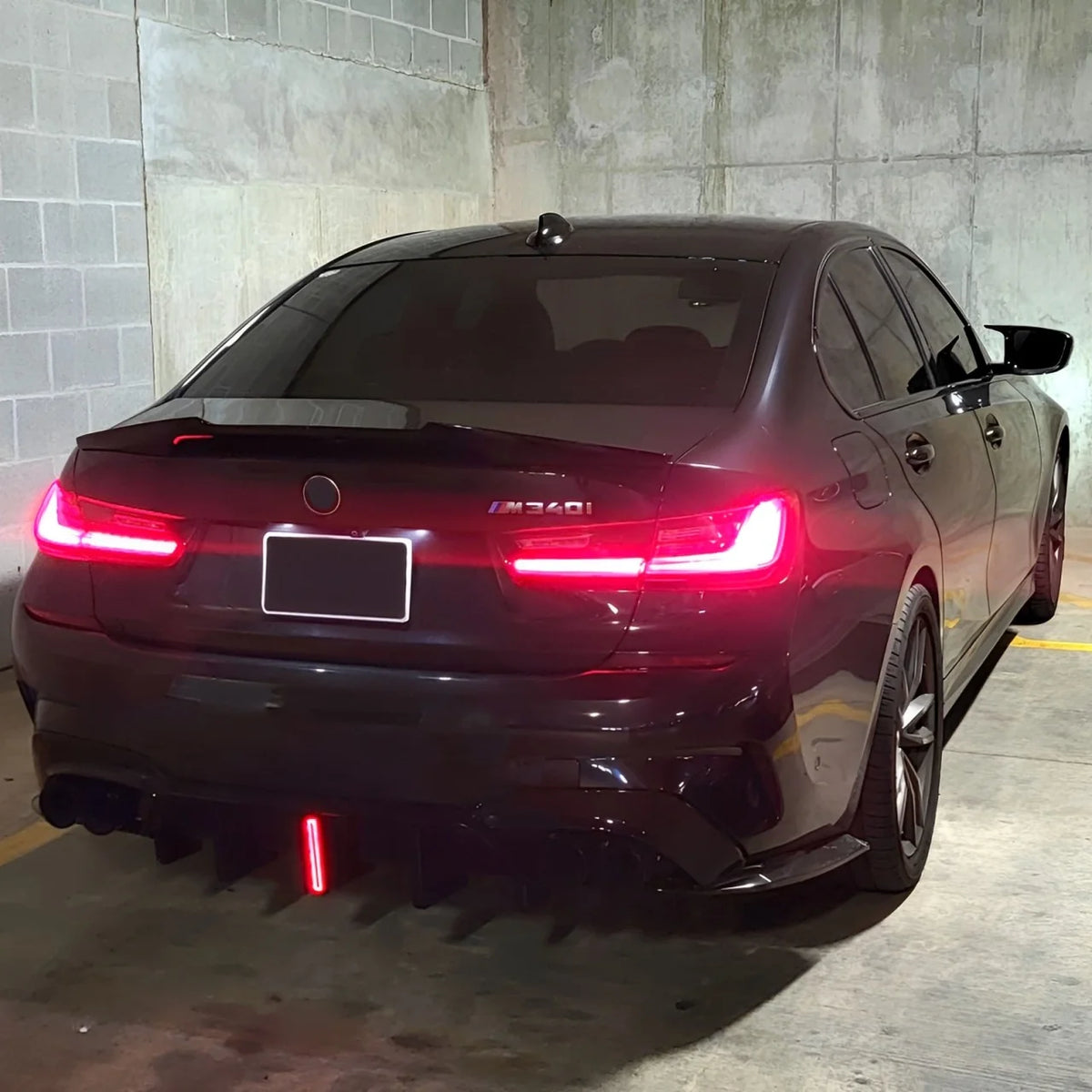 Gloss Black Rear Diffuser with Brake Light- BMW G20 3 Series