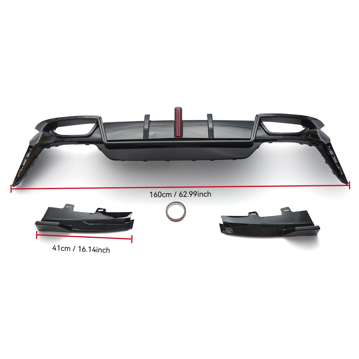 Gloss Black Rear Diffuser with Brake Light- BMW G20 3 Series