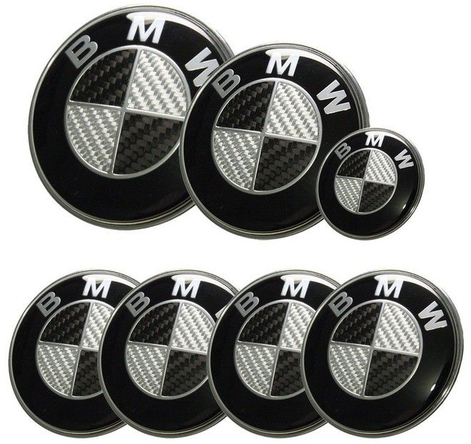BMW Black Carbon Fiber Emblem Roundel Set