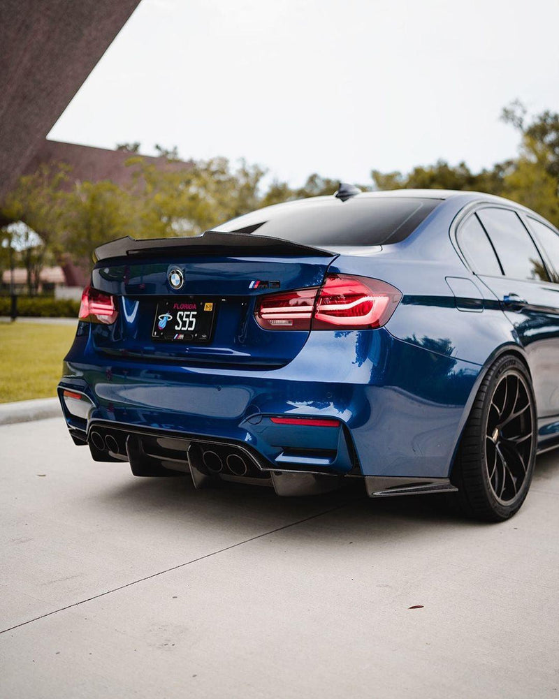 BMW E90 M3 Carbon Fibre Pattern Ducktail Spoiler – PSM Style – High Kick Rear Boot Wing